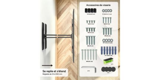 Support mural TV ESSENTIELB télé orientable-inclinable 32