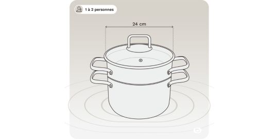 Cuit pâtes ESSENTIELB 24cm Inox avec couvercle