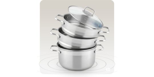 Cuiseur vapeur ESSENTIELB 24cm inox avec couvercle