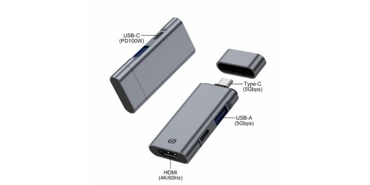 Hub USB C ESSENTIELB 3 en 1 avec HMDI - PD - USB-A 3.0