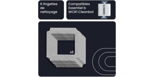 Lingettes et serpillères ESSENTIELB pour robot lave-vitres WCR1 Cleanbot x6