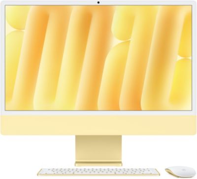 Ordinateur Apple IMAC 24" Ecran Retina 4,5K Puce M4 CPU 10 / GPU 10 coeurs Mémoire RAM 16Go Stockage 256Go SSD Jaune Reconditionné