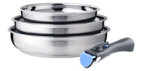 Batterie de cuisine ARTHUR MARTIN de 3 poeles 20-24-26cm + 1 poignée
