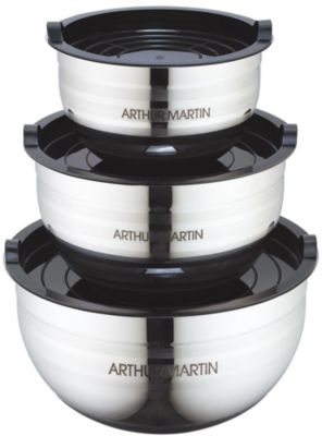 Bol ARTHUR MARTIN et couvercles noirs x3