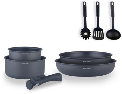 Arthur Martin AM641 Batterie de cuisine - Casseroles poeles et faitouts -  Casserole - Batterie casserole - Set de poeles et casseroles tous feux -  Batterie de cuisine 10 pièces Inox : : Cuisine et Maison