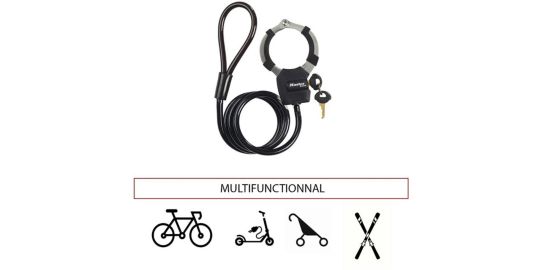 Antivol MASTER LOCK Menottes Street Cuff avec cable à boucle