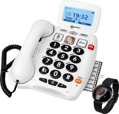 Téléphone sans fil GEEMARC à Grosses Touches avec Télécommande SOS