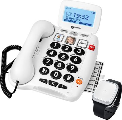 Téléphone sans fil GEEMARC avec Bracelet SOS et Détection de Chute