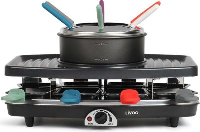 Raclette Fondue LIVOO Set à raclette, grill et fondue + 8 poel
