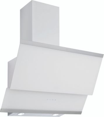Hotte décorative murale inclinée SILVERLINE LUKO VERRE 60CM BLANC ET INOX H22160 006
