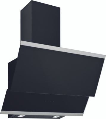 Hotte décorative murale inclinée SILVERLINE LUKO VERRE 60CM NOIR ET INOX H221160 009