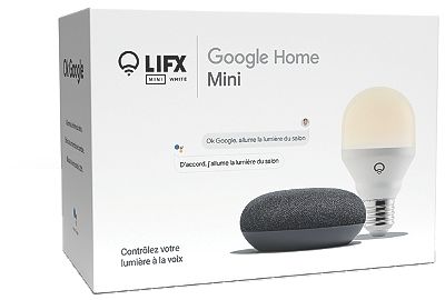 Assistant vocal LIFX Pack GOOGLE Home Mini + LIFX Mini White Reconditionné