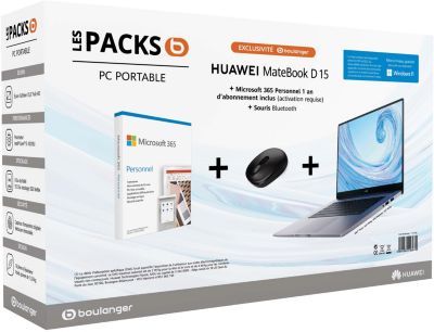 Ordinateur portable HUAWEI Pack Matebook D 15 Souris MS365perso