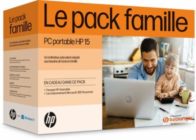 Ordinateur portable HP Pack Famille 15s-fq5024nf +Housse +MS365