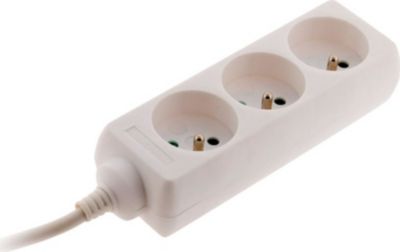 Multiprise ZENITECH Bloc 3 prises avec fiche extra plate bla