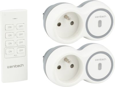 Multiprise ZENITECH 2 prises télécommandées 2300W + remote