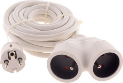 ZENITECH Prolongateur Bi tête 3G1,5 mm blanc 5m -