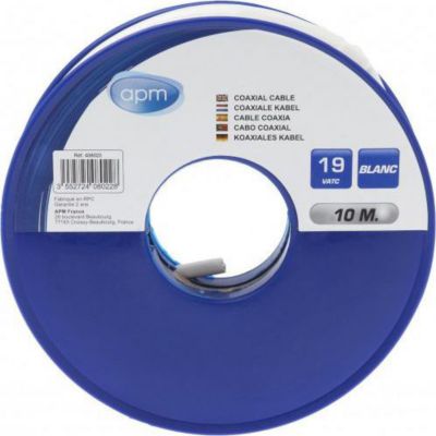APM BOBINE CABLE COAX 19 VATC BLANC 10M