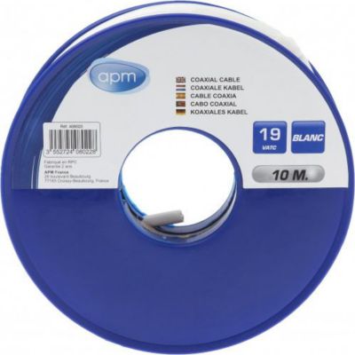 APM BOBINE CABLE COAX 19 VATC BLANC 10M