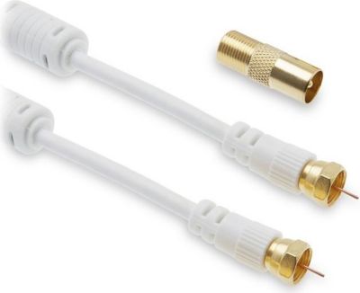 Câble antenne TV APM CORDON SATELLITE MÂLE / MÂLE  BLANC 10 M