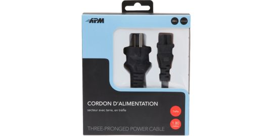 Câble alimentation APM d'alimentation secteur Male/Femelle 1M80