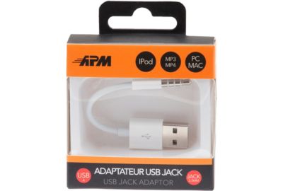 Adaptateur Jack APM USB-A/JACK 3.5MM MALE/MALE blanc