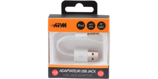 Adaptateur Jack APM USB-A/JACK 3.5MM MALE/MALE blanc