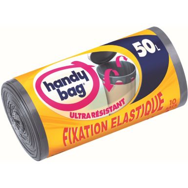 Sac poubelle HANDY BAG 10 sacs de 50L fixation elastique