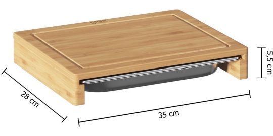 Planche à découper 5FIVE à découper 35x28 cm bambou avec bac réc