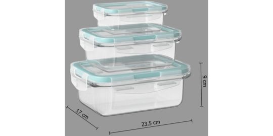 Boîte hermétique 5FIVE 3 pcs en verre Clipeat