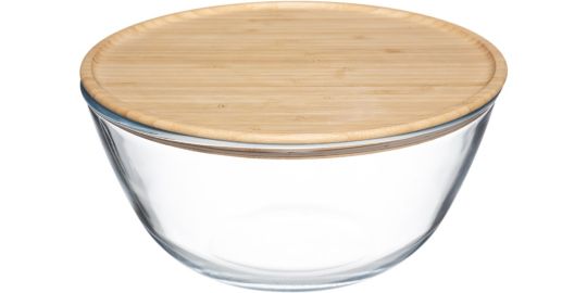 Saladier 5FIVE verre 2.7 l  avec couvercle bambou