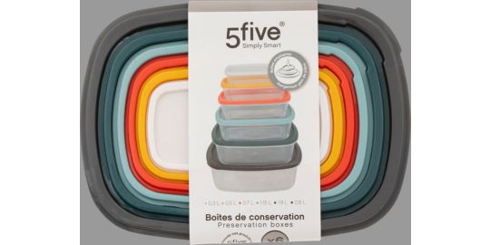 Boîte alimentaire 5FIVE 6 boites rectangulaires multicolors