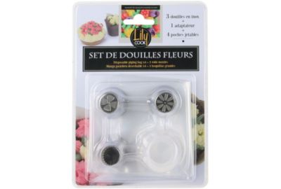 Poche à douilles LILY COOK jetable x4 et 3 douilles larges m18