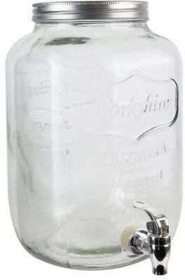 Distributeur de boissons en verre, distributeur de boissons de 6,3 pouces  avec robinet et couvercle, pour jus, eau glacée, vin