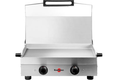 Plancha électrique KRAMPOUZ PFSY2AA-KR inox 2 brûleurs à poser, 54x33 cm