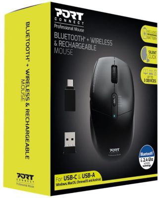 Souris sans fil PORT DESIGN BLUETOOTH SANS FIL & RECHARGEABLE  Noir