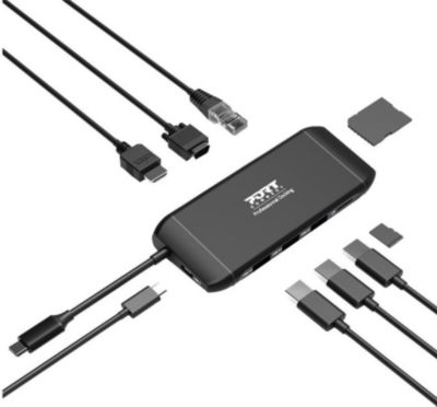Hub PORT DESIGN 4K USB-C 100W pour 7 périphériques Noir