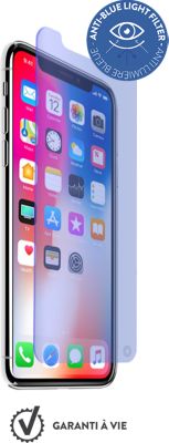 Protège écran FORCE GLASS iPhone X verre trempé anti lumière bleue
