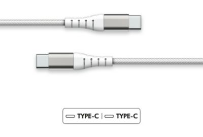 Câble USB FORCE POWER vers USB-C Renforcé 1.2m Blanc