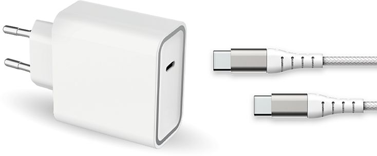 Chargeur secteur universel Force Power USB-C 65W & câble USB-C blancs :  prix, avis, caractéristiques - Orange