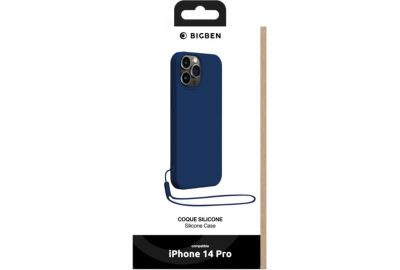Coque BIGBEN CONNECTED iPhone 14Pro silicone+Dragonne bleu
