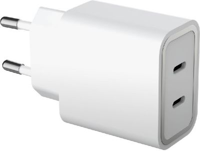 Chargeur secteur FORCE POWER 45W USB-C X2 Recyclé Blanc