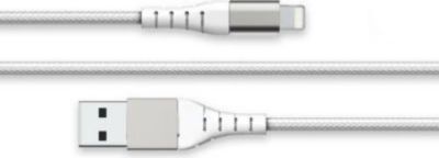 Câble Lightning FORCE POWER USB A/Lightning 2m - 2.4A Blanc