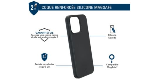 Coque FORCE CASE iPhone 15 Pro Max MagSafe sillicone Noir