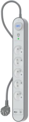 Parafoudre FORCE POWER Lite 5 prises + USB A+C 800J 1.5m EU