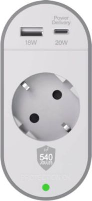 Adaptateur USB A/USB C FORCE POWER GSchuko Type F 540J avec 2 Ports