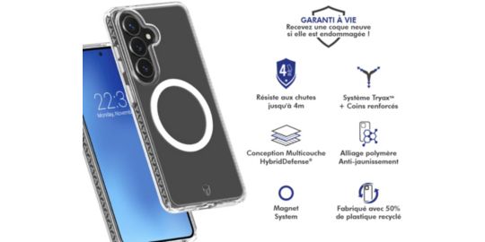 Coque FORCE CASE Air Xtrem Magnet S26 recyclé transparent