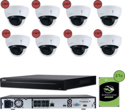 Caméra de sécurité KOMELEC Kit vidéosurveillance IP 8 caméras dôme
