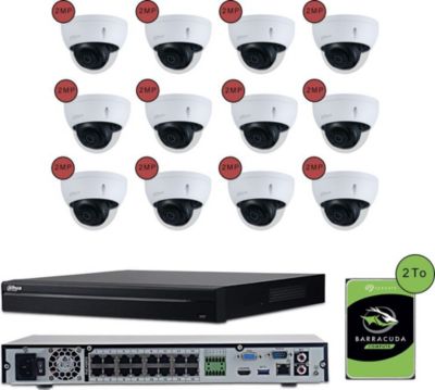Caméra de sécurité KOMELEC Kit vidéosurveillance IP 12 caméras dôme