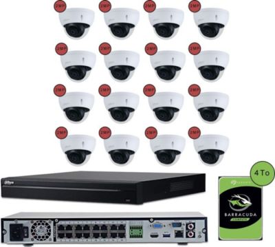 Caméra de sécurité KOMELEC Kit vidéosurveillance IP 16 caméras dôme